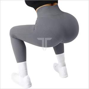 Modern Era 2024, pantalones de Yoga para gimnasio sin costuras acanalados de cintura alta para mujer, mallas de entrenamiento informales de tela de punto transpirable, nueva llegada - Product Image 5