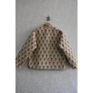 Veste en coton matelassée réversible écologique à imprimé floral tissé à la main pour femmes, manches longues, vêtements d'extérieur - Product Image 4