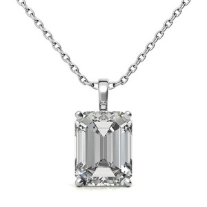 Pendentif en moissanite SHREYA DIAM émeraude radiante à 4 griffes avec accent en spirale, en argent 925 plaqué or, bijoux de fiançailles - Product Image 2