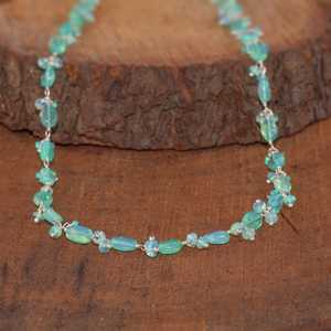 Collar de Cuentas de Ópalo Verde Natural, Collar Delicado de Cuentas de Ópalo Verde Multifuego, Regalo para Mamá - Product Image 5