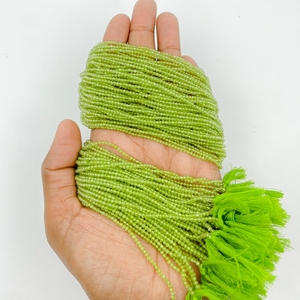 Perles de quartz péridot 3mm à facettes naturelles véritables Vert Micro Rondelle Coupe Loose Strand pour la fabrication de bijoux Lot de gros - Product Image 3