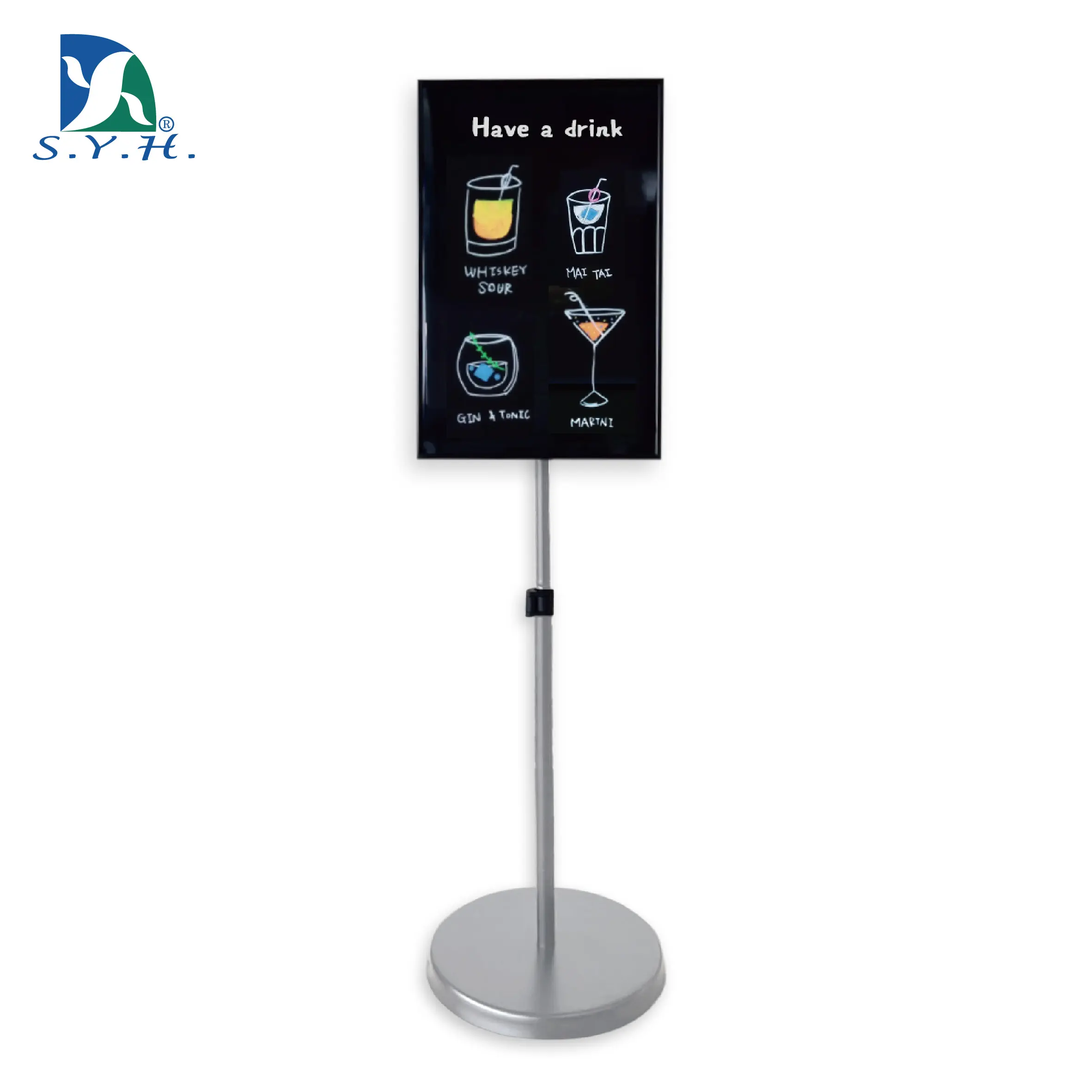 Heavy duty pedestal floor signs adjustable display magnetic black board