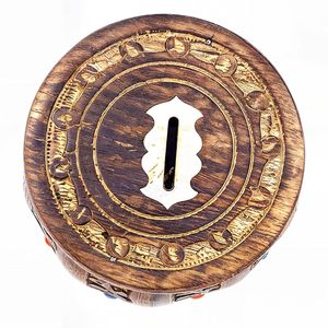 กระปุกออมสินทรงกลมทำจากไม้แกะสลักอย่างประณีตอย่างประณีตสำหรับเด็กผู้ชายเด็กผู้หญิง-กล่องใส่เงิน - Product Image 5