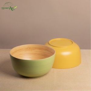 ชามไม้ไผ่ทรงกลมแบบคลาสสิก ผลิตตามสั่ง พร้อมเคลือบสี เป็นมิตรกับสิ่งแวดล้อมและปลอดสารพิษ สำหรับใช้บนโต๊ะอาหารและในบ้าน - Product Image 3