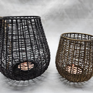 โคมไฟเหล็กเคลือบผงสีดำ/ สีทองทำด้วยมือขนาดเล็กไม่ซ้ำใครตกแต่งบ้านที่วางเทียนโลหะ - Product Image 1