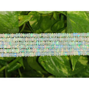 Opale de feu éthiopienne 100% naturelle, perle facettée en forme de rondelle, cristal brillant et éclatant en vrac, provenant d'Éthiopie - Product Image 3