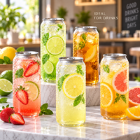 Boîtes de boissons en PET transparentes avec logo personnalisé, boîtes de soda en plastique transparentes vides avec couvercles faciles à ouvrir pour l'emballage des boissons gazeuses