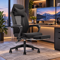 Chaise de jeu ergonomique avec repose-pieds, dossier en maille respirante, appui-tête réglable pour bureau d'ordinateur, bureau à domicile et salle de jeu