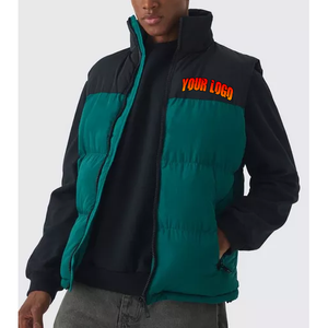 Chaqueta Impermeable Acolchada con Cuello Alto de Lona Estampada con Logotipo Personalizado al por Mayor para Hombre, Invierno, con Bolsillos - Product Image 4