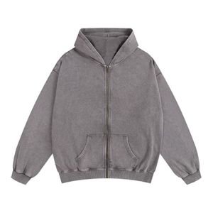 Sweat à capuche surdimensionné vintage délavé à l'acide avec logo personnalisé pour femmes 100% coton Streetwear à capuche techniques délavées blanc - Product Image 3