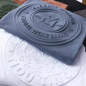 Camisetas en relieve con estampado 3D de algodón orgánico 100% de alta calidad para hombre, camisetas de gran tamaño transpirables OEM con logotipo y diseño personalizados - Product Image 3