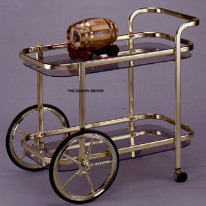 Chariot de service à la chambre, articles de bar, bouteilles, fournitures, métal et verre, qualité supérieure, couleur or, chariot de service créatif fait à la main - Product Image 4