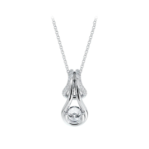 Pendentif solitaire goutte d'eau de luxe, diamant rond taille brillant serti clos, en argent 925 plaqué rhodium, bijoux de mariage pour femme - Product Image 3