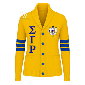 Greek Sigma Gamma Rho Sorority Clothing Ready To Ship Shawl Collar College <b>Cardigan</b> Sweater - Product Image 1