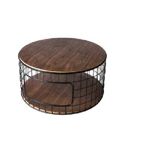 Table en métal imbriquée avec dessus en bois nouvelles tables centrales élégantes forme ronde cadre meubles décoration de luxe Table imbriquée - Product Image 4