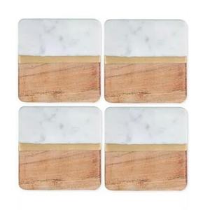 ถาดรองแก้วไม้และหินอ่อนทำด้วยมือคุณภาพระดับพรีเมี่ยมสำหรับเครื่องดื่มชากาแฟที่บ้านและเครื่องครัวที่รองแก้วเครื่องดื่ม - Product Image 1