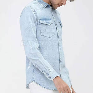 Chemise en jean pour homme, légère, à manches longues, chemise en jean bleu classique pour homme, chemise décontractée pour soirée - Product Image 5
