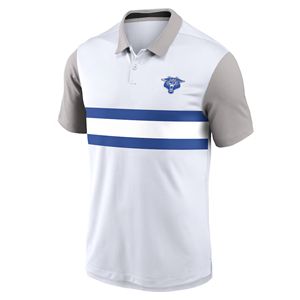 Kentucky University HBCU para Polo blanco gris con rayas de logotipo frontal tela de punto transpirable de talla grande equipo de ventilador oficial - Product Image 2