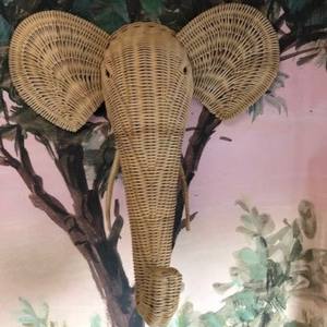 Andmade-Decoración de pared de ratán con cabeza de animal, colgante de pared para sala de estar, hecho en casa - Product Image 3