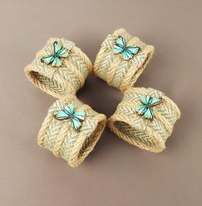Anillo de Servilleta de Ratán con Hermosa Mariposa Verde para un Estilo Moderno en Cafeterías y Presentación Elegante en Mesas de Restaurantes, desde India - Product Image 1