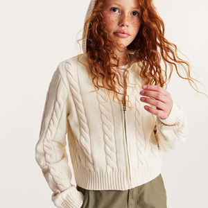 Sweat à capuche tricoté surdimensionné personnalisé pour femmes Pull-over d'hiver de style de rue imprimé Sweat à capuche uni vierge pour dames Vêtements d'hiver en vrac - Product Image 5