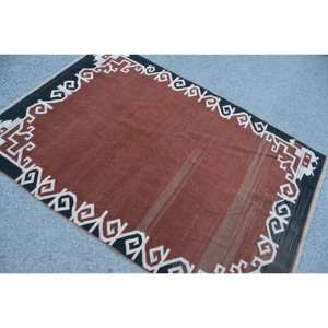 Alfombra de lana turca Vintage, alfombra de área de gran tamaño moderna marrón y negra, patrón de retazos rectangular de 44x63 pies, clásica para dormitorio de látex - Product Image 4