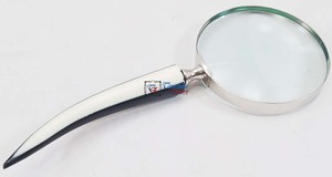 Lupa de mano de latón con mango de cuerno curvo Vintage hogar Oficina escritorio decoración regalo lupa lente - Product Image 3