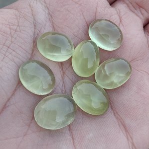 คุณภาพสูง 100% ธรรมชาติ Prehnite รูปไข่ Cabochons แท้แบนกลับปรับเทียบ 3A + คุณภาพอัญมณีสําหรับเครื่องประดับทํา OEM - Product Image 1