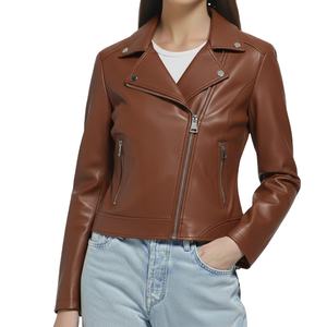 Veste d'hiver pour femme de luxe, fermeture éclair, toutes tailles, design personnalisé, nouveau style, cuir véritable de qualité supérieure, col montant uni - Product Image 6