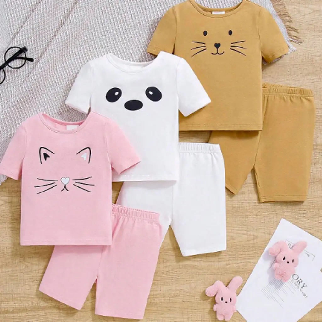 Conjunto de 2 peças de camisa de pijama infantil e infantil de 6 a 12 meses, design personalizado, shorts de melhor qualidade