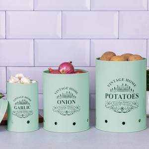 Recipientes de Almacenamiento de Cocina con Tapa, Frascos para Alimentos con Tapa, Redondos Clásicos para Patatas, Cebollas y Ajo - Product Image 3