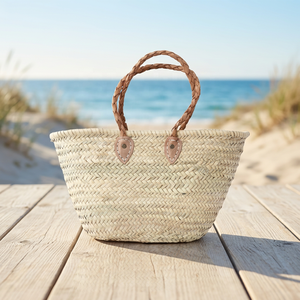 Natural <b>Baskets</b> Handmade Straw Weaving <b>Basket</b> Braided Handles Natural Minimalist Design Open Top Storage Bucket for Home Decor - Product Image 1