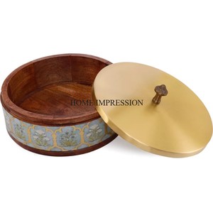 Contenedor de almacenamiento Chapati de forma redonda hecho de madera de mango de alta calidad, cazuela, hogar y Hotel, accesorios de cocina, suministros - Product Image 2