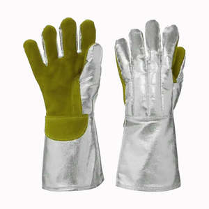 Guantes de soldadura antiquímicos de cuero de vaca duraderos 100% resistentes al desgarro transpirable longitud personalizable para hombres industriales - Product Image 5
