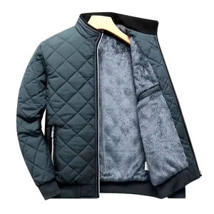 Veste coupe-vent en laine décontractée unisexe à capuche imperméable, blouson d'hiver, fermeture éclair sur le devant, logo, motif uni, lavé - Product Image 1