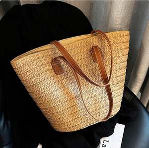 Bolso de Mano de Cuero Tejido a Mano para Mujer, Bolso de Paja, Bolso de Playa de Macramé, Directo del Proveedor Indio - Product Image 2