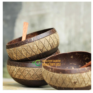 Ensemble de bols en noix de coco écologiques pour smoothie d'été/bol en coquille de noix de coco avec cuillère à bas prix et logo laser gravé de Eco2go - Product Image 3