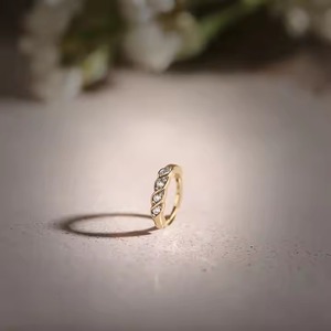 14Kt Yellow Gold Eternity Wedding <b>Nose</b> <b>Ring</b> Vintage Style Studded With Unique Round Lab Grown Diamond Elegant Jewelry <b>For</b> <b>Women</b> - Product Image 4