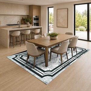 Tapis de salon en chenille gris argenté contemporain abstrait imprimé numériquement, lavable en machine, antidérapant, vente en gros RUGS DEPOT LXDP-1029 - Product Image 4