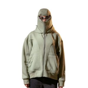 <b>Men</b> <b>Pink</b> Hip Hop Sportswear Training Zip Up Ninja Mask Hoodies Cotton Fleece Breathable Balaclava <b>Hoodie</b> - Product Image 5