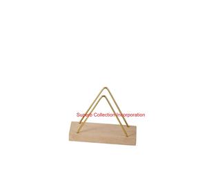 Modern Triangle Metal And Wood Napkin Holder With Wooden Base Stylish Desktop Tissue <b>Paper</b> <b>Organizer</b> For Kitchen Dining Tables - Product Image 1