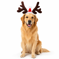Serre-tête de Noël en forme de bois de renne avec bonnet de Père Noël, réglable, accessoires de costume de vacances pour chiens et chats – Grande Vente