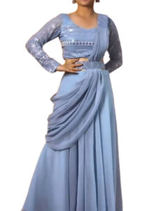 ชุดเลเฮนกาโชลีผ้าจอร์เจตต์ปักเลื่อมหนักสีดัสตี้ ทำให้คุณเป็นเจ้าสาวที่สมบูรณ์แบบ - Product Image 1