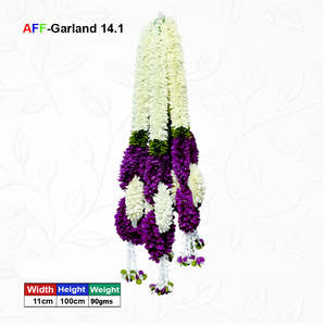 Guirnalda de Flores Artificiales Pequeñas Sakad Ladi Morado Oscuro y Blanco AFF-Garland-14.1 Precio Rs.1800/10 piezas - Product Image 1