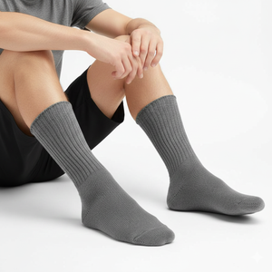 Calcetines de invierno de corte alto de talla grande para hombre, transpirables, de algodón de silicona, informales, invisibles, lisos, diseño absorbente de sudor, antibacteriano - Product Image 5