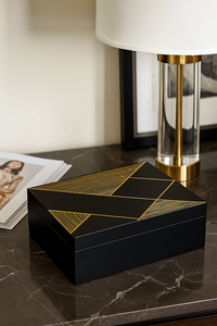 Laca Rectangular de MDF hecha a mano de lujo, caja de almacenamiento decorativa con acabado brillante, patrón de línea geométrica para joyería, decoración del hogar - Product Image 6