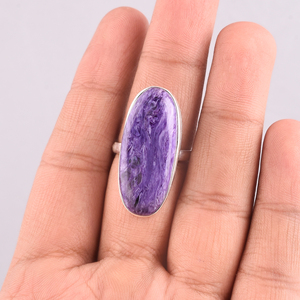 Bague en pierre précieuse de Cherolite naturelle en argent sterling 925 de grande taille - Product Image 4
