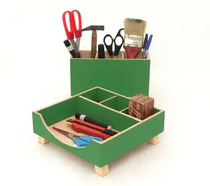 OEM Green Desktop Set für Kinder Ordentlicher Schreibtisch Wood Desk Organizer für Büromaterial aus Holz