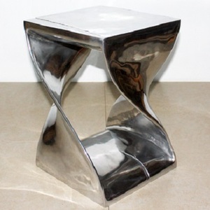 Tabouret de jardin décoratif en métal, design martelé original, poli miroir, fait main, durable, moderne et minimaliste, pour la maison - Product Image 4