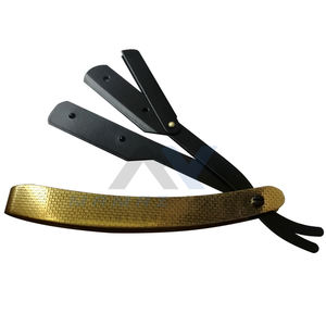 Rasoir droit à lame unique avec verrouillage à bascule personnalisé, acier inoxydable noir et or, rasoir pliant pour hommes, rasage humide - Product Image 3